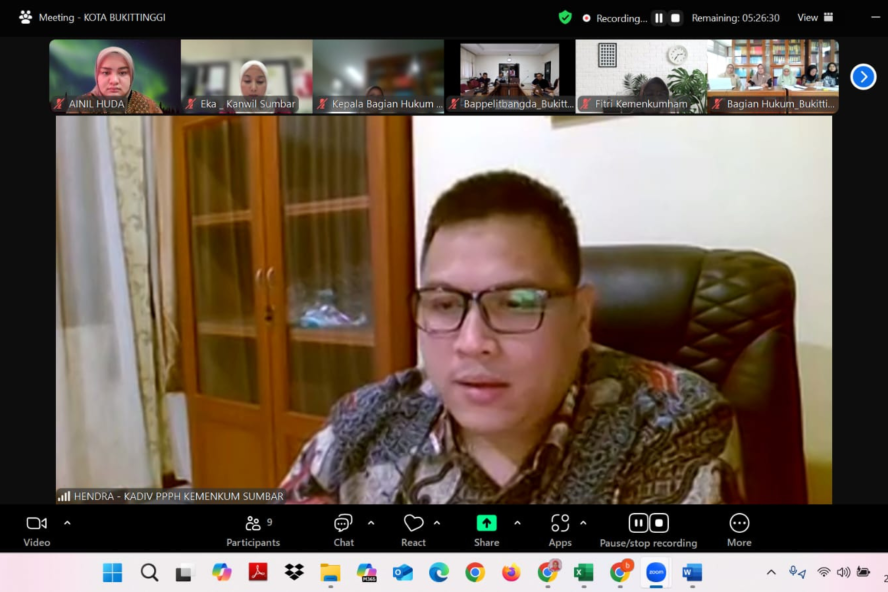 Kemenkum Sumbar Gelar Rapat Harmonisasi Rancangan Peraturan Gubernur Sumatera Barat dan Rancangan Peraturan Walikota Bukittinggi